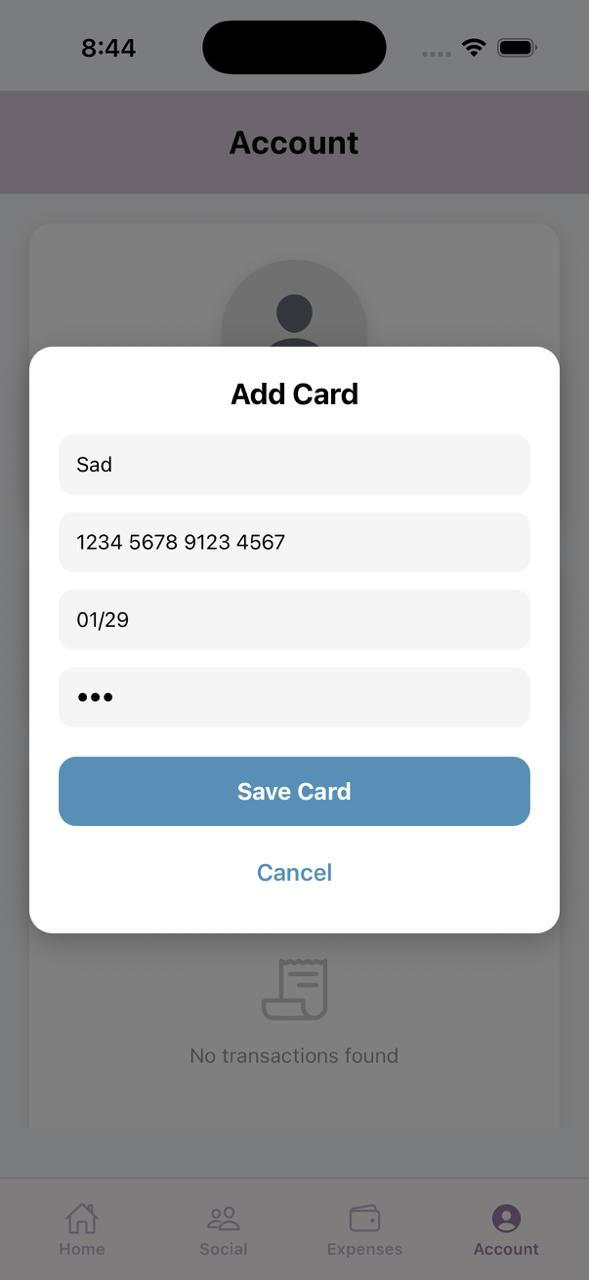 WePay account screen